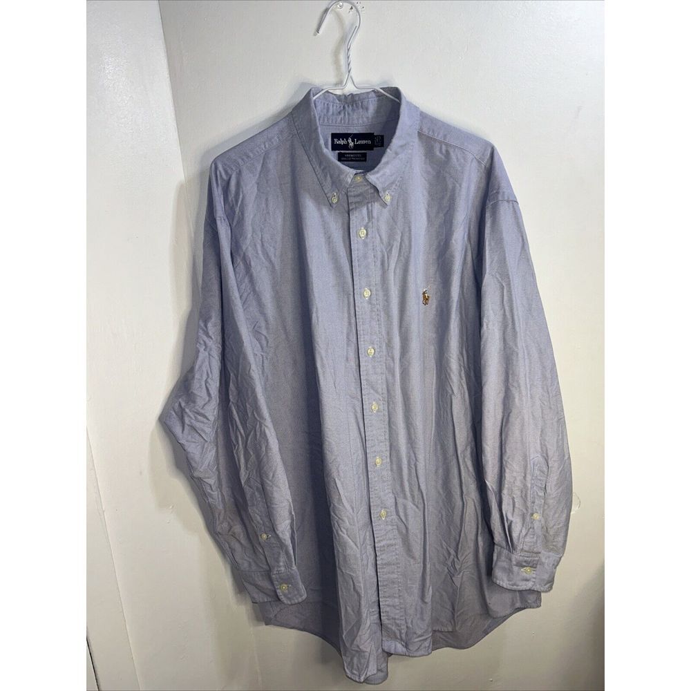 Ralph Lauren Yarmouth Classic Light Blue Oxford Dress Shirt Size 17.5/34